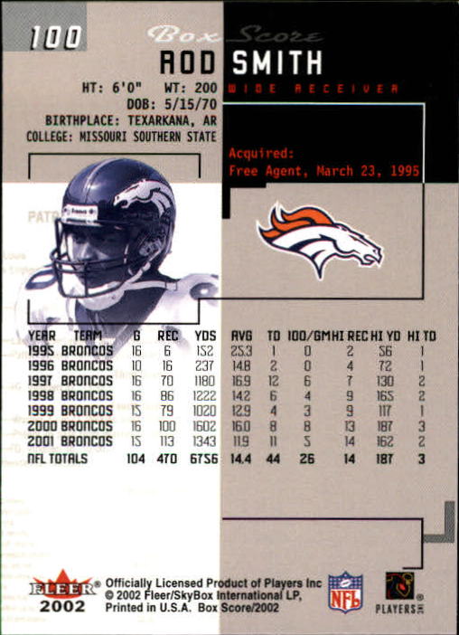 2002 Box Score (Fleer) Football "Main Set" Cards - Picture 194 of 296