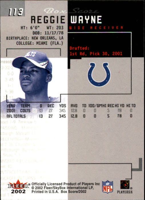 2002 Box Score (Fleer) Football "Main Set" Cards - Picture 220 of 296