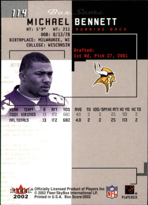 2002 Box Score (Fleer) Football "Main Set" Cards - Picture 222 of 296