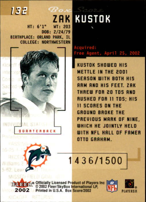 2002 Box Score (Fleer) Football "Main Set" Cards - Picture 230 of 296