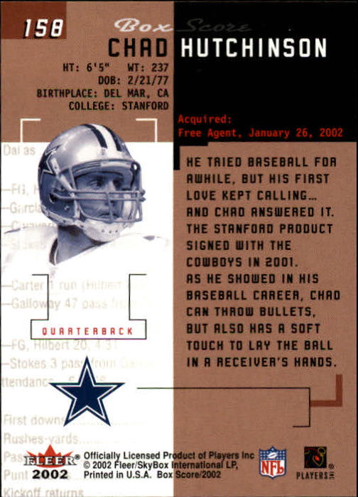 2002 Box Score (Fleer) Football "Main Set" Cards - Picture 254 of 296