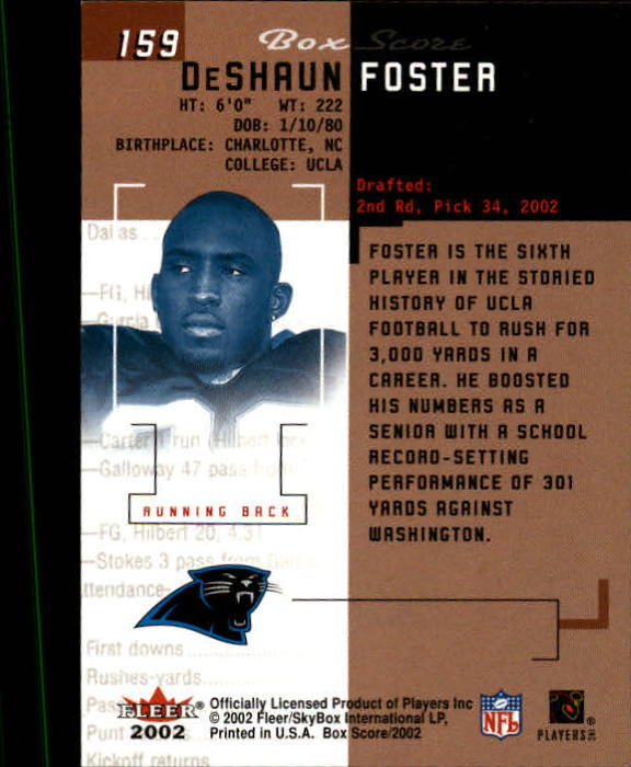 2002 Box Score (Fleer) Football "Main Set" Cards - Picture 256 of 296
