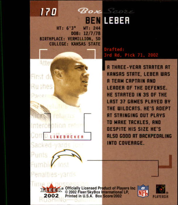 2002 Box Score (Fleer) Football "Main Set" Cards - Picture 276 of 296