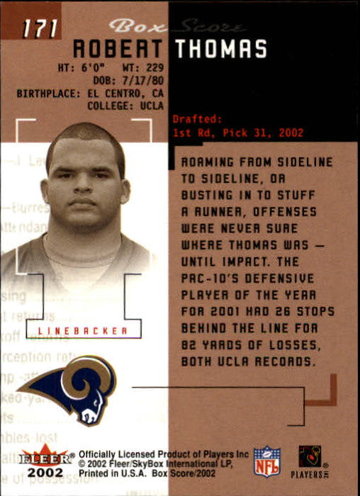 2002 Box Score (Fleer) Football "Main Set" Cards - Picture 278 of 296