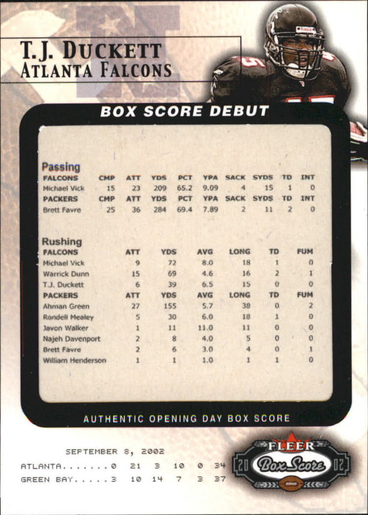 2002 Fleer Box Score Debuts #2 T.J. Duckett