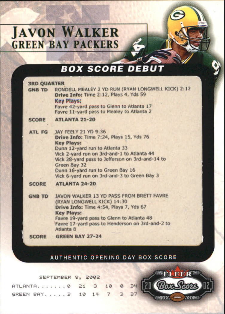 2002 Fleer Box Score Debuts #11 Javon Walker