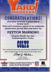 2002 Fleer Box Score Yard Markers Jerseys #12 Peyton Manning back image
