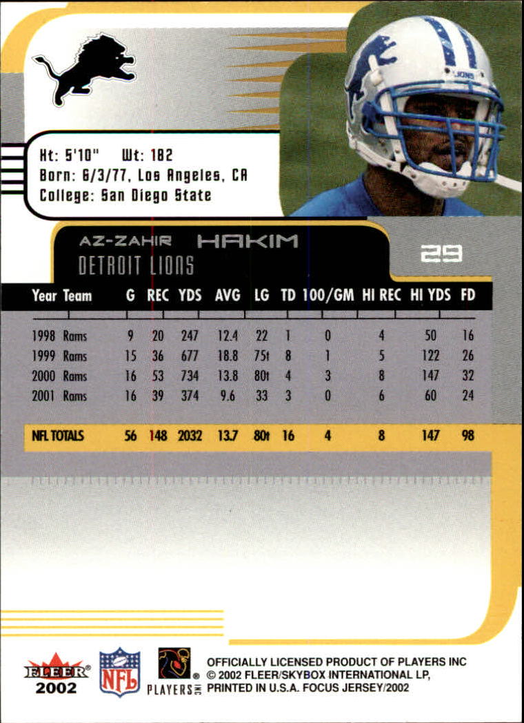2002 Focus JE (Fleer) Football "Main Set" Cards - Picture 59 of 225