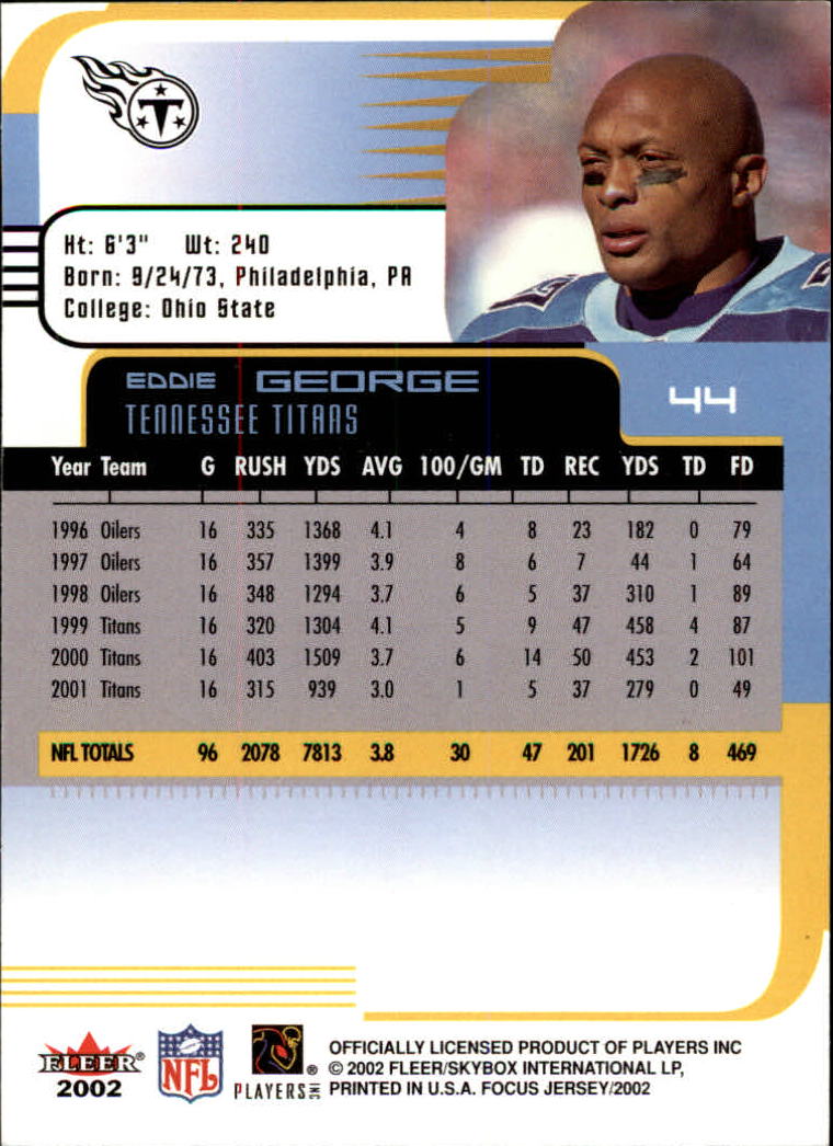 2002 Focus JE (Fleer) Football "Main Set" Cards - Picture 89 of 225