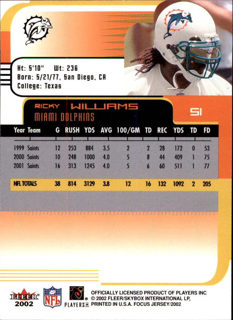 2002 Focus JE (Fleer) Football "Main Set" Cards - Picture 103 of 225