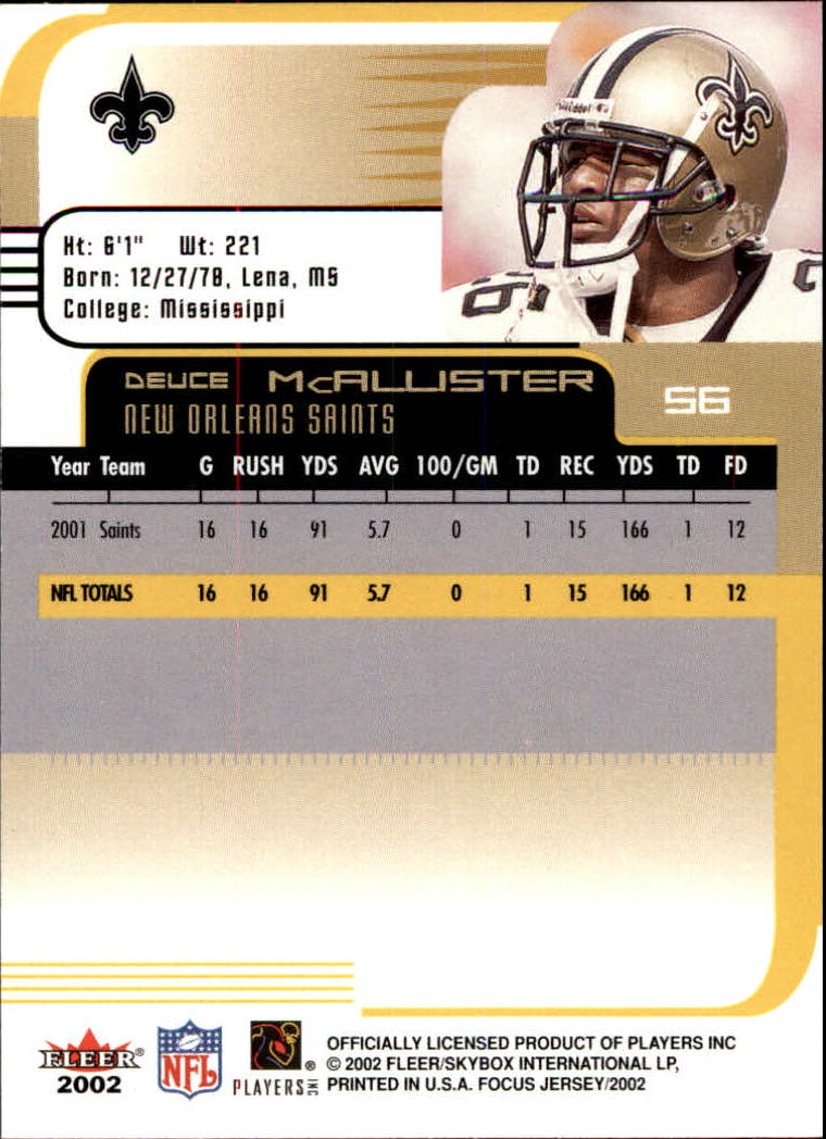 2002 Focus JE (Fleer) Football "Main Set" Cards - Picture 113 of 225