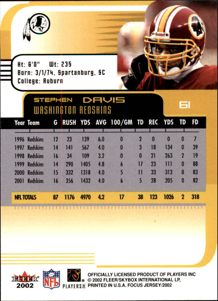 2002 Focus JE (Fleer) Football "Main Set" Cards - Picture 123 of 225
