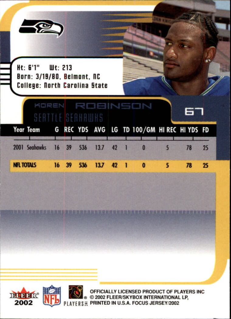 2002 Focus JE (Fleer) Football "Main Set" Cards - Picture 135 of 225