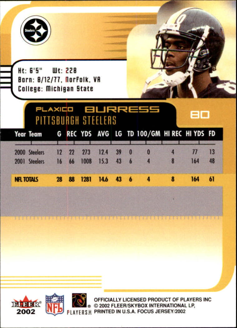 2002 Focus JE (Fleer) Football "Main Set" Cards - Picture 161 of 225