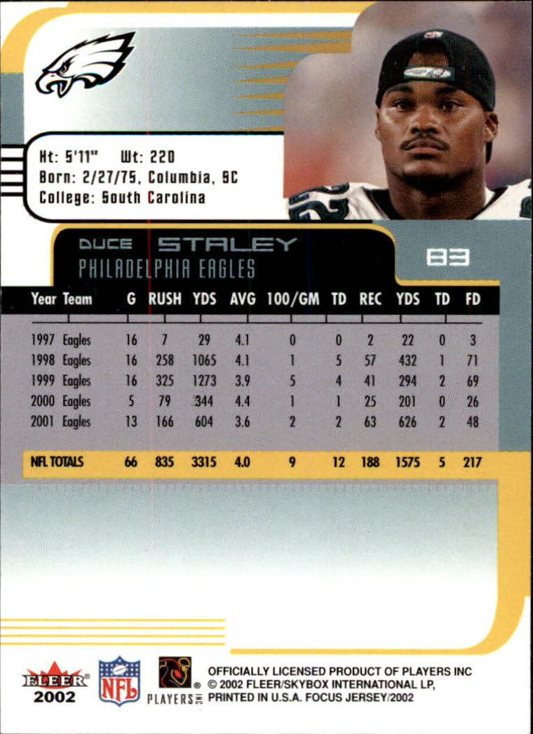 2002 Focus JE (Fleer) Football "Main Set" Cards - Picture 167 of 225