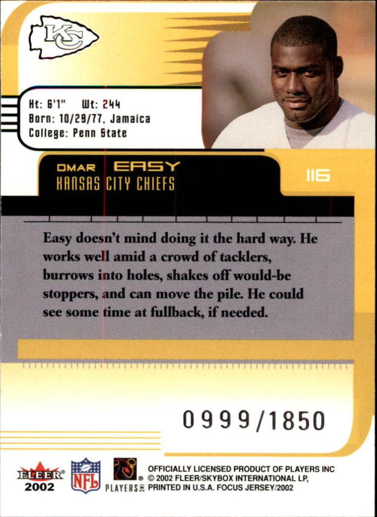 2002 Focus JE (Fleer) Football "Main Set" Cards - Picture 207 of 225