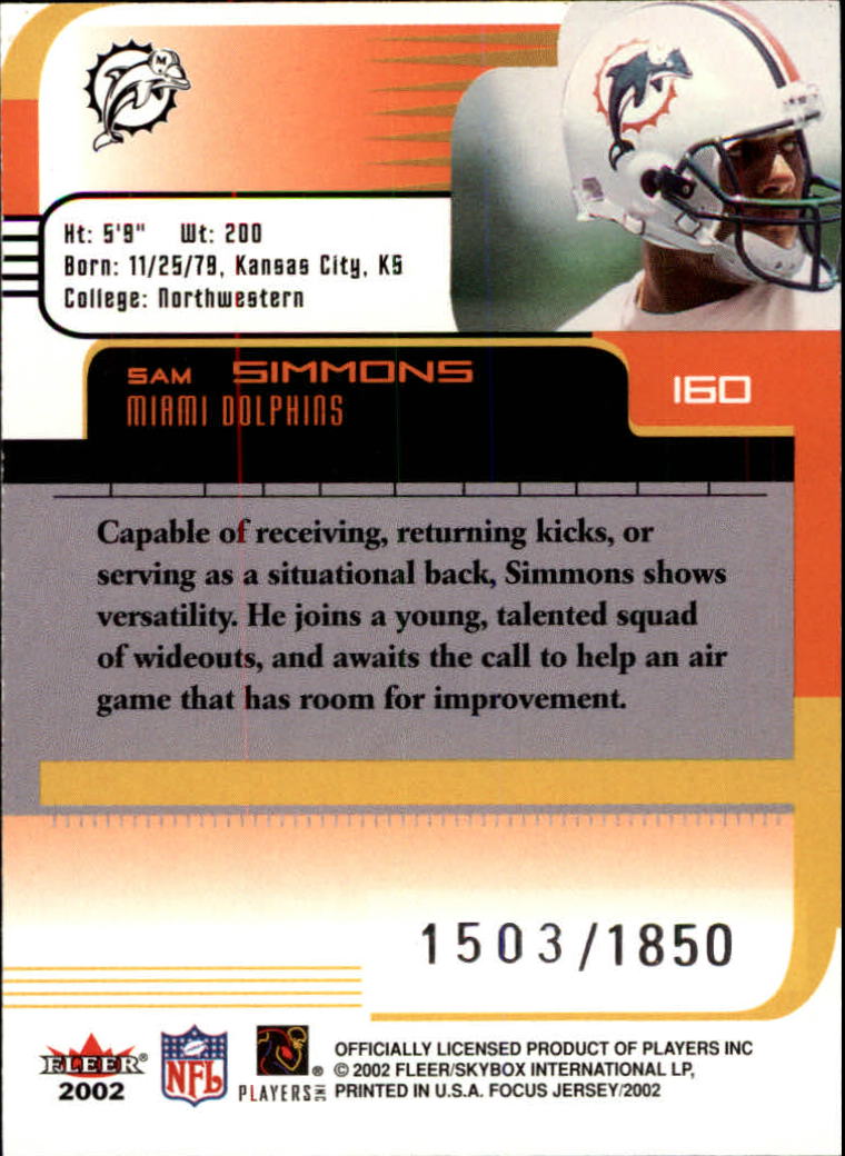 2002 Focus JE (Fleer) Football "Main Set" Cards - Picture 225 of 225