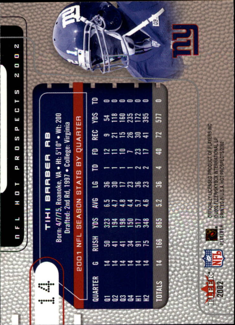 2002 Hot Prospects (Fleer) Football "Main Set" Cards - Picture 17 of 105