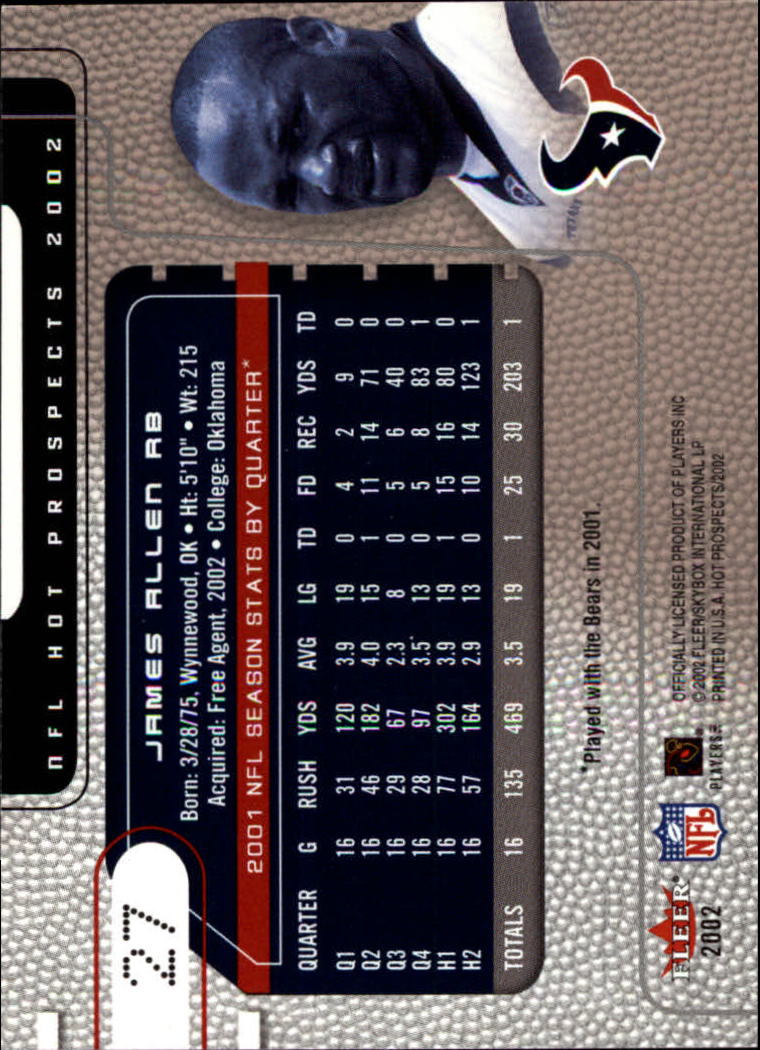 2002 Hot Prospects (Fleer) Football "Main Set" Cards - Picture 29 of 105