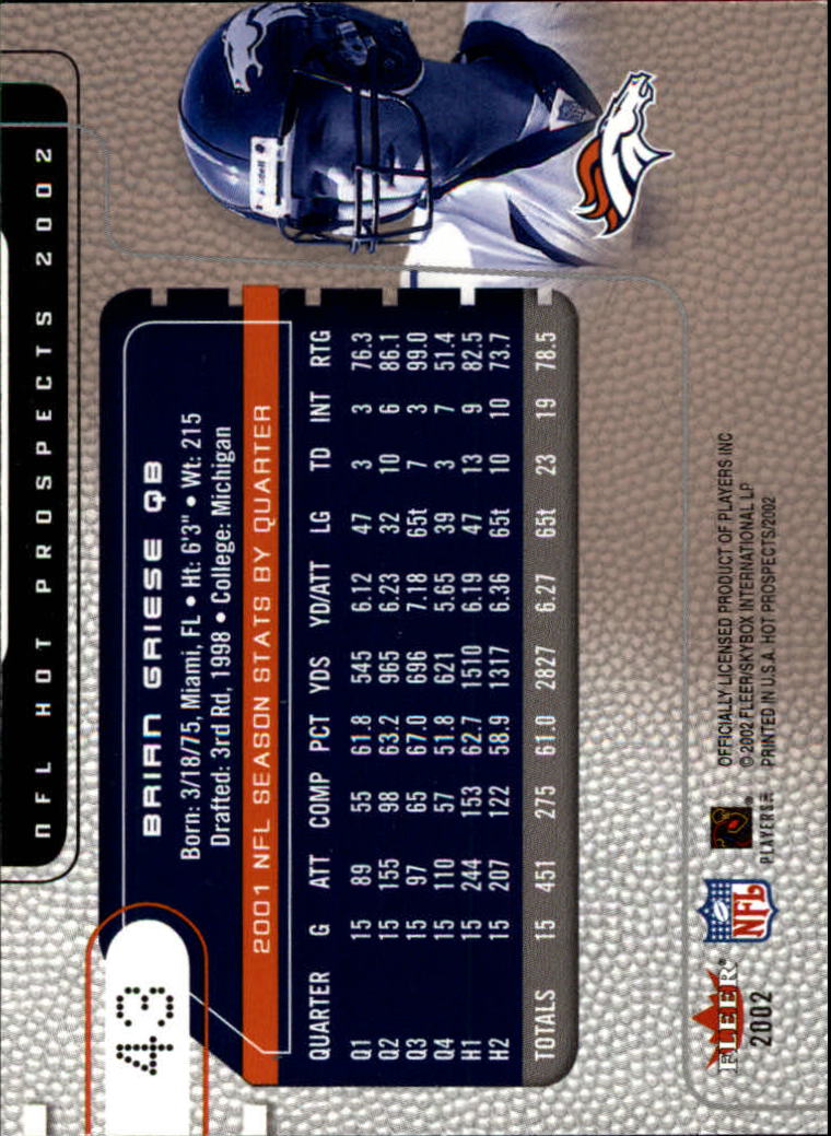 2002 Hot Prospects (Fleer) Football "Main Set" Cards - Picture 53 of 105