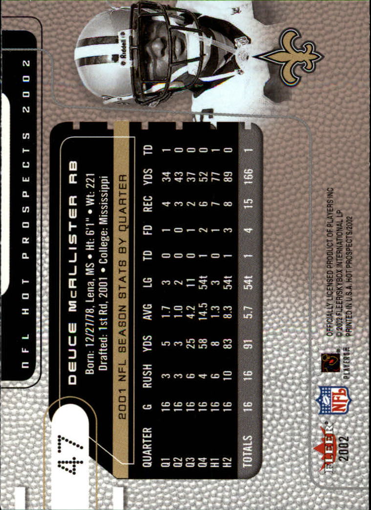 2002 Hot Prospects (Fleer) Football "Main Set" Cards - Picture 59 of 105