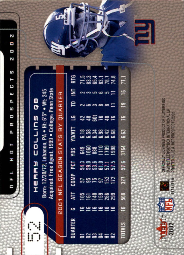 2002 Hot Prospects (Fleer) Football "Main Set" Cards - Picture 65 of 105