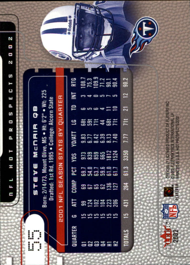 2002 Hot Prospects (Fleer) Football "Main Set" Cards - Picture 71 of 105