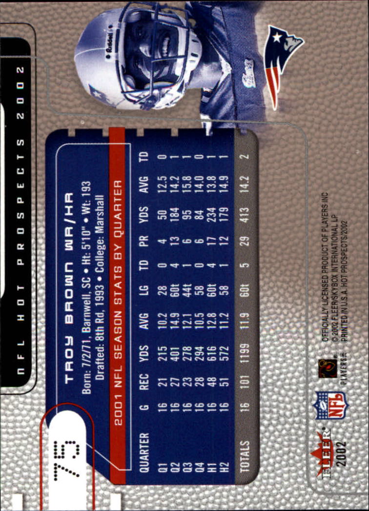 2002 Hot Prospects #75 Troy Brown back image