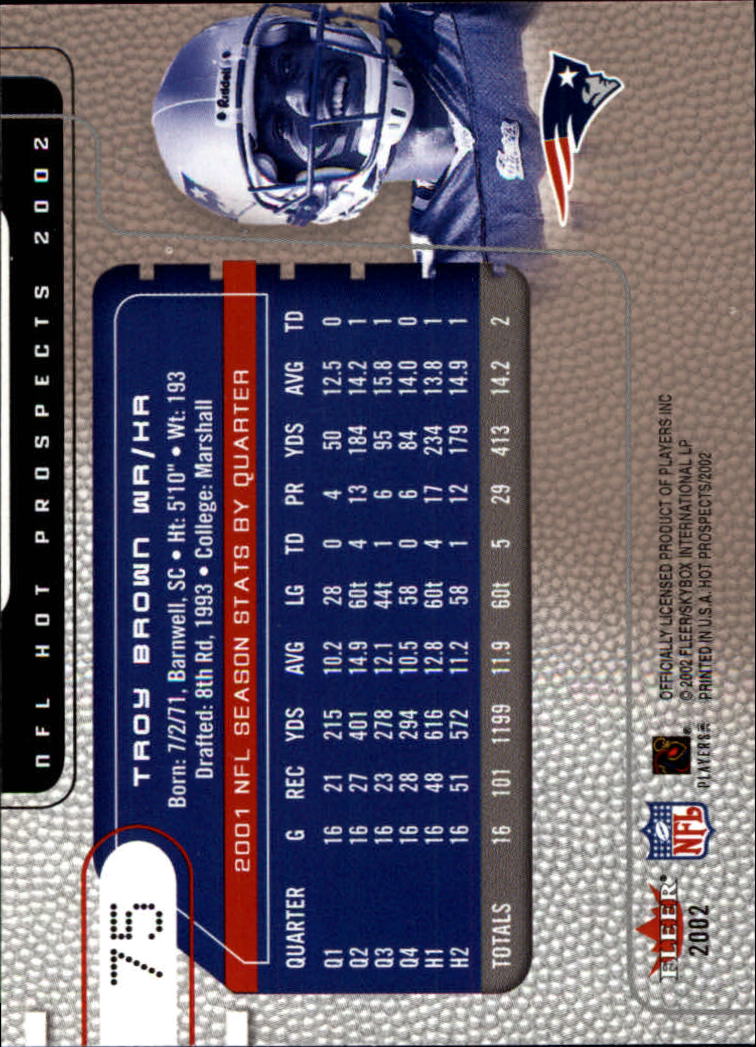 2002 Hot Prospects (Fleer) Football "Main Set" Cards - Picture 97 of 105