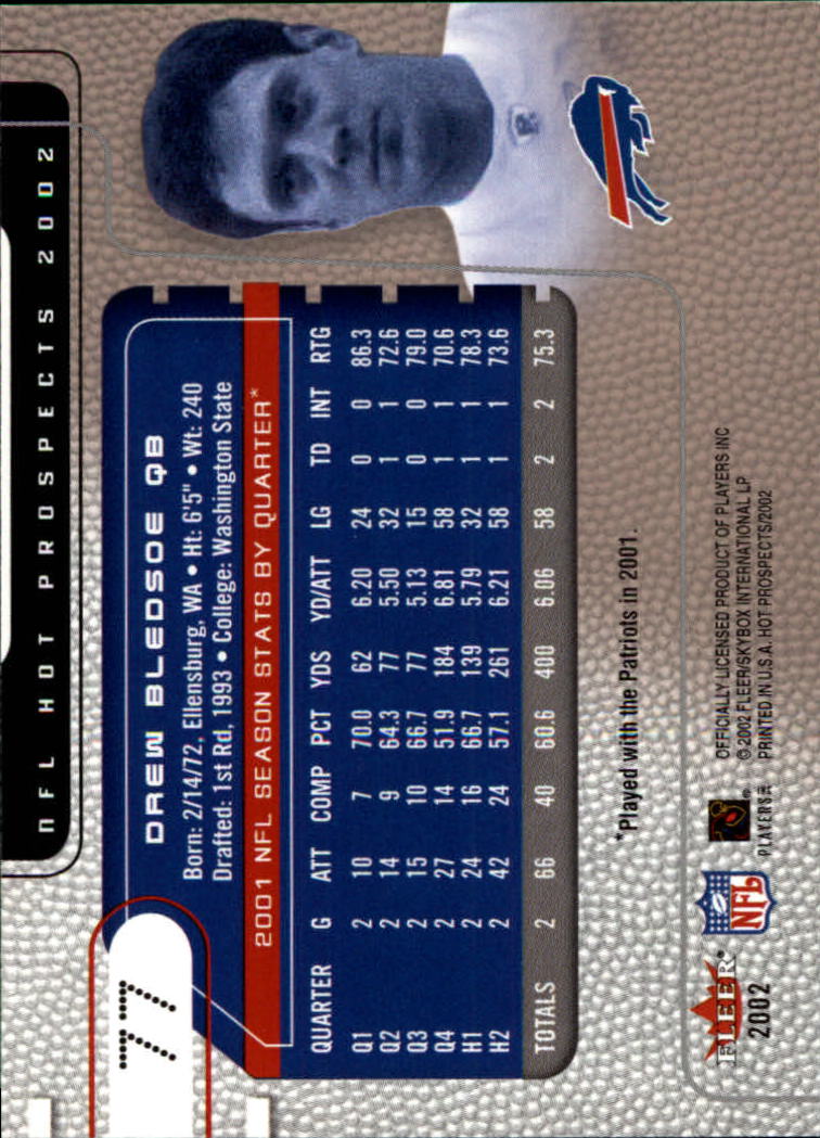 2002 Hot Prospects (Fleer) Football "Main Set" Cards - Picture 101 of 105