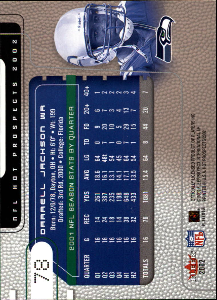2002 Hot Prospects (Fleer) Football "Main Set" Cards - Picture 103 of 105
