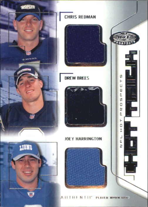 2002 Hot Prospects Hat Trick Memorabilia #HTRBH Chris Redman/Drew Brees/Joey Harrington