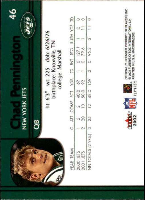 2002 Maximum (Fleer) Football "Main Set" Cards - Picture 7 of 53