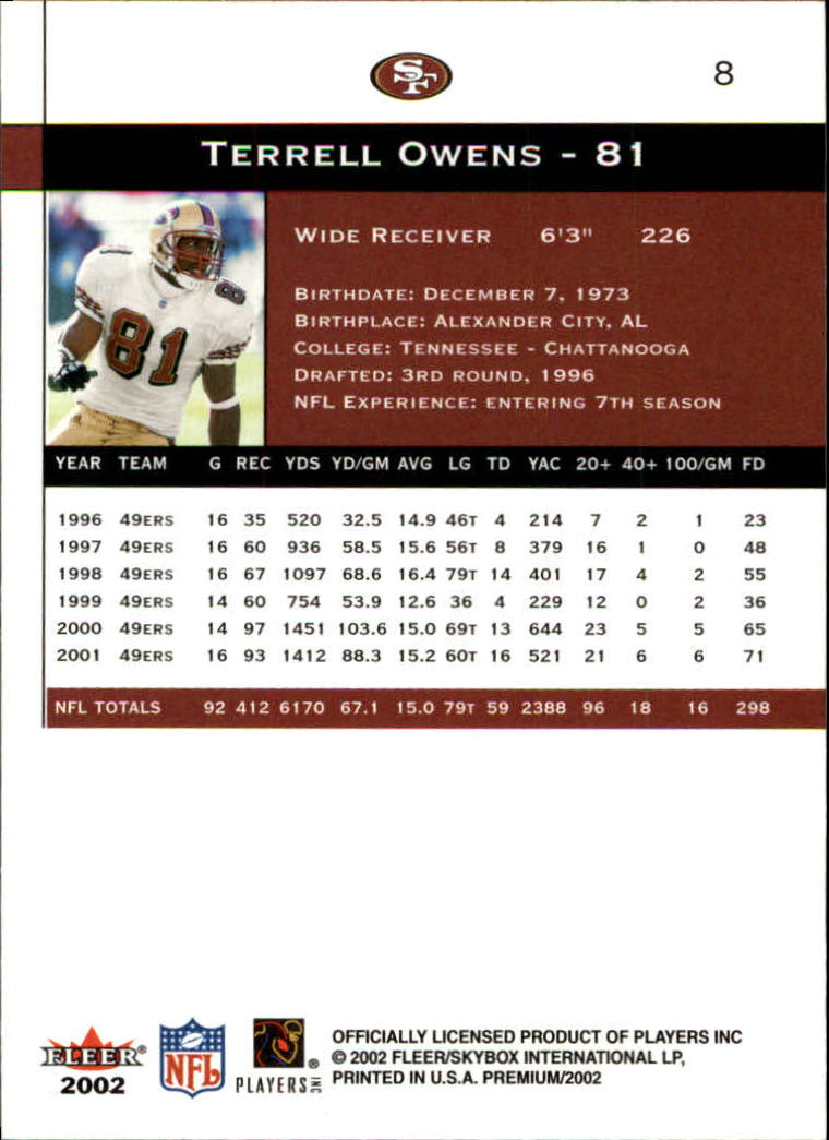 2002 Premium (Fleer) Football "Main Set" Cards - Picture 13 of 177