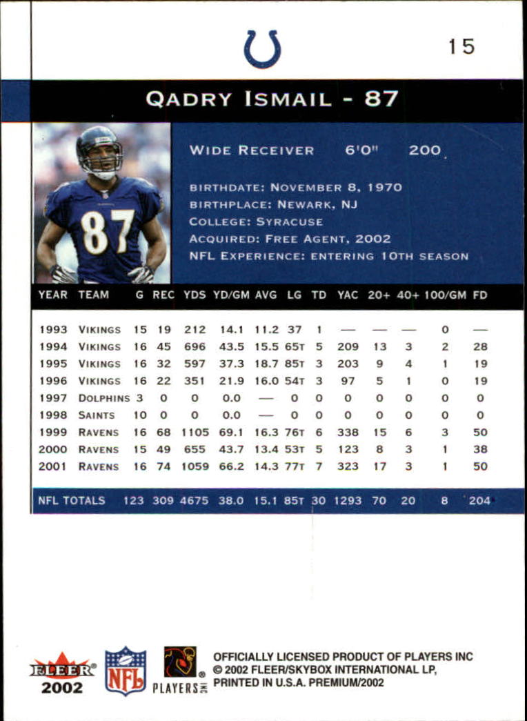 2002 Premium (Fleer) Football "Main Set" Cards - Picture 19 of 177