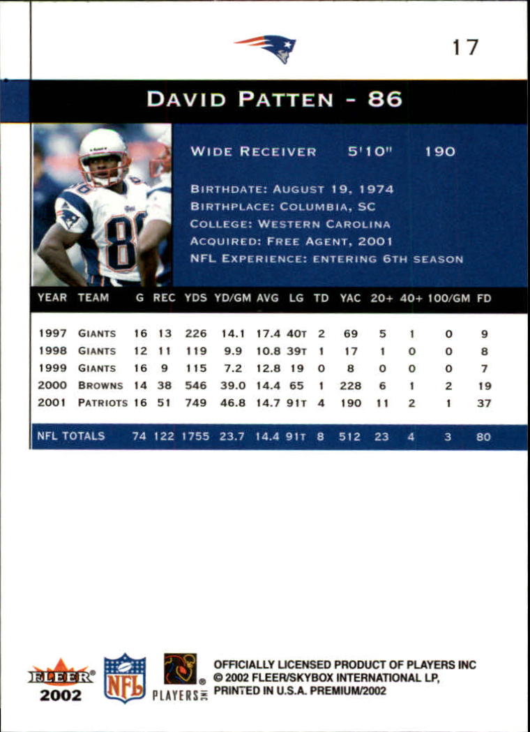 2002 Premium (Fleer) Football "Main Set" Cards - Picture 23 of 177