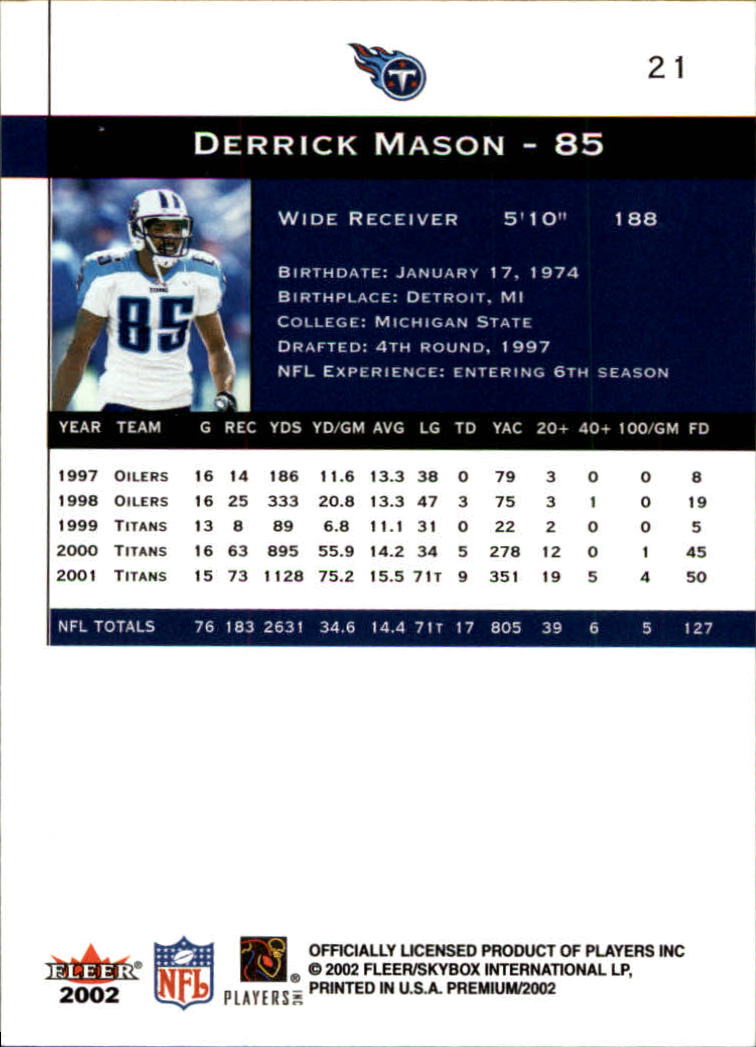 2002 Premium (Fleer) Football "Main Set" Cards - Picture 29 of 177