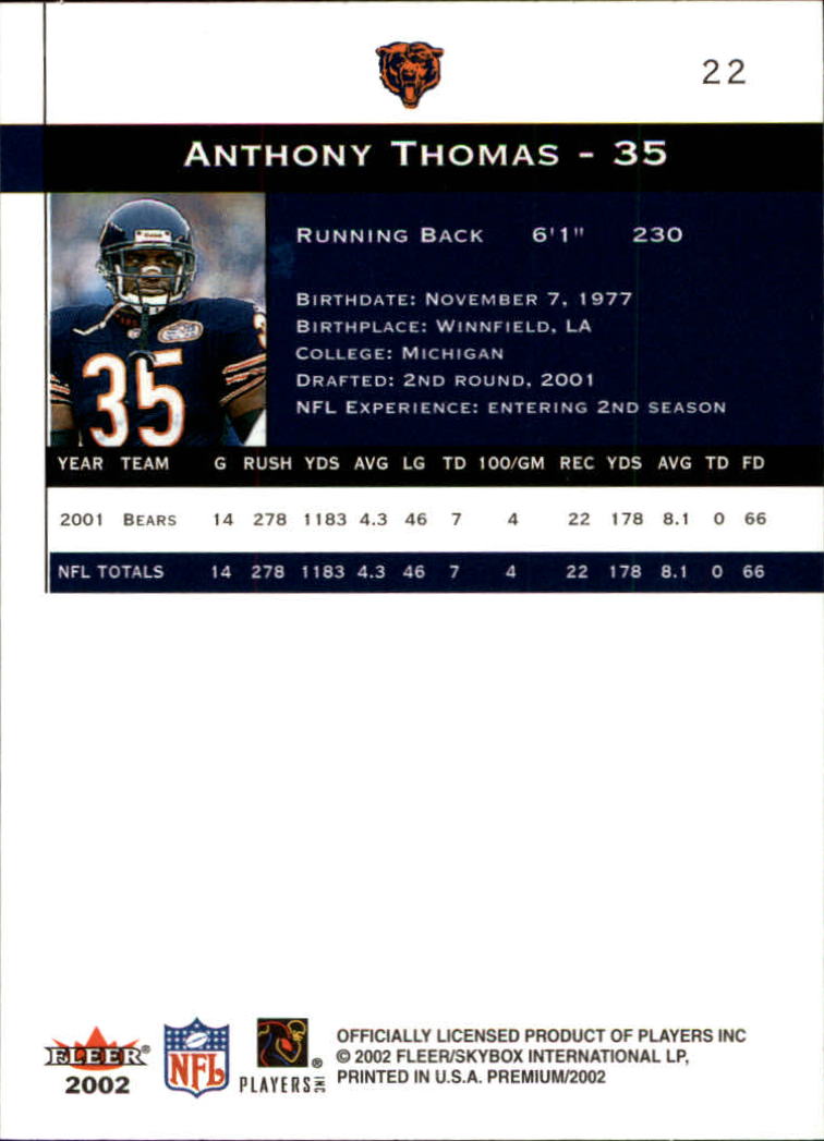 2002 Premium (Fleer) Football "Main Set" Cards - Picture 31 of 177