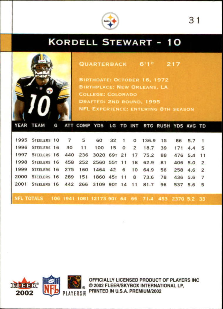 2002 Premium (Fleer) Football "Main Set" Cards - Picture 39 of 177