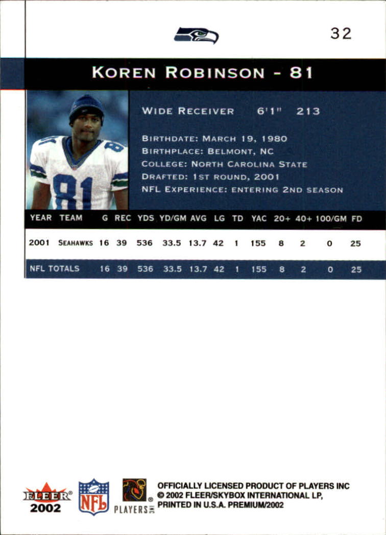 2002 Premium (Fleer) Football "Main Set" Cards - Picture 41 of 177
