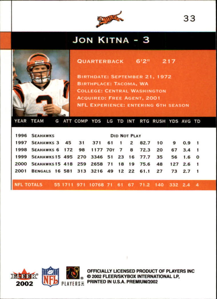 2002 Premium (Fleer) Football "Main Set" Cards - Picture 43 of 177