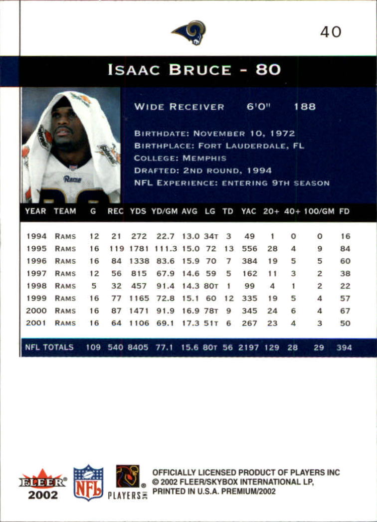 2002 Premium (Fleer) Football "Main Set" Cards - Picture 55 of 177