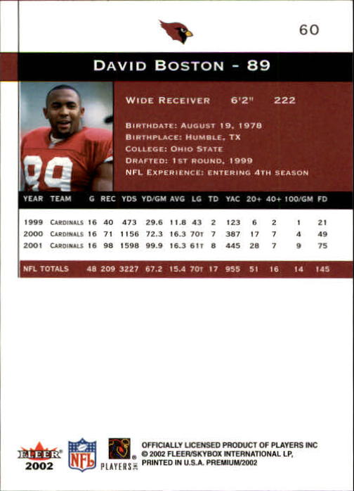 2002 Premium (Fleer) Football "Main Set" Cards - Picture 75 of 177