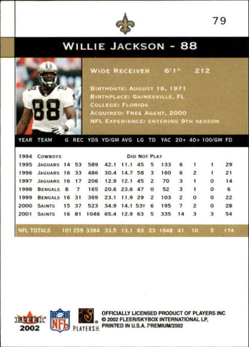 2002 Premium (Fleer) Football "Main Set" Cards - Picture 93 of 177