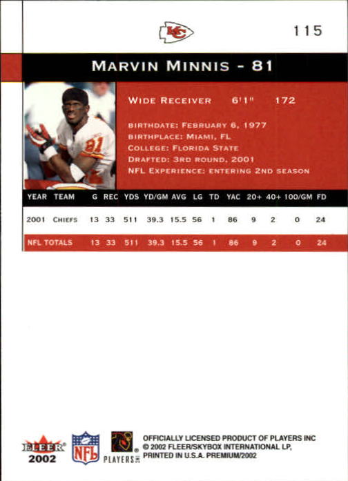 2002 Premium (Fleer) Football "Main Set" Cards - Picture 123 of 177