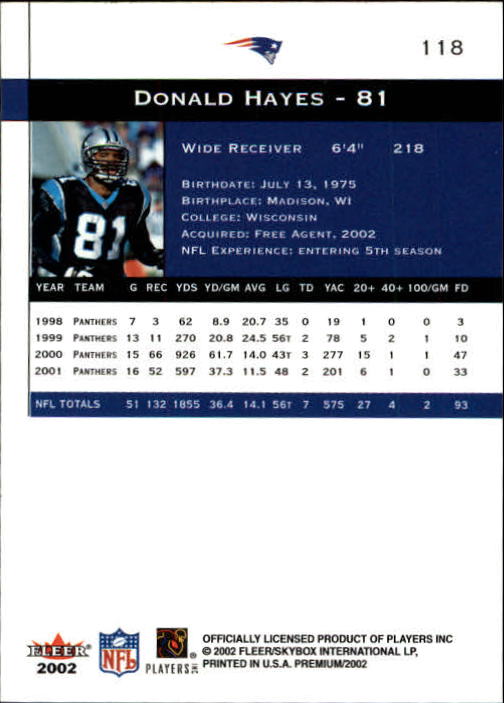 2002 Premium (Fleer) Football "Main Set" Cards - Picture 127 of 177