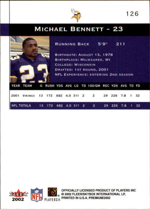 2002 Premium (Fleer) Football "Main Set" Cards - Picture 133 of 177