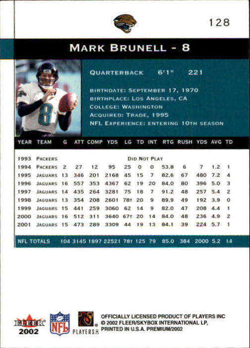 2002 Premium (Fleer) Football "Main Set" Cards - Picture 137 of 177