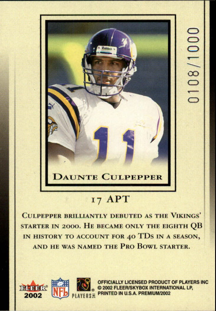 2002 Fleer Premium All-Pro Team #17 Daunte Culpepper back image