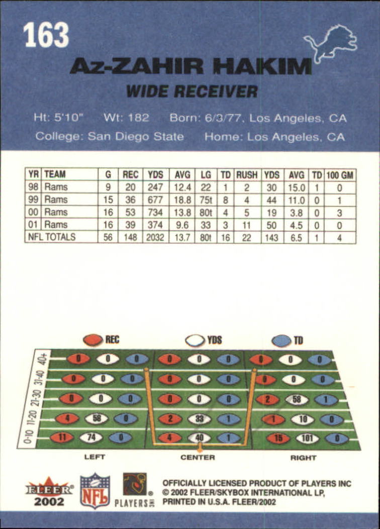 2002 Tradition (Fleer) Football "Main Set" Cards - Picture 73 of 159